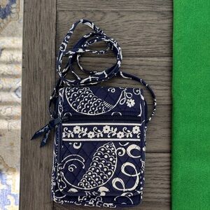 5/$20 Vera Bradley mini hipster in the understated Twirly Birds pattern